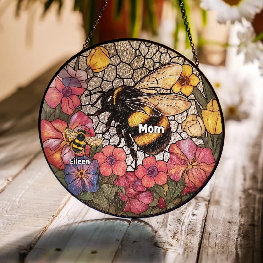 Mama Bee Personalized Window Stained Glass Gift For Mom Mama Bee Custom Gift