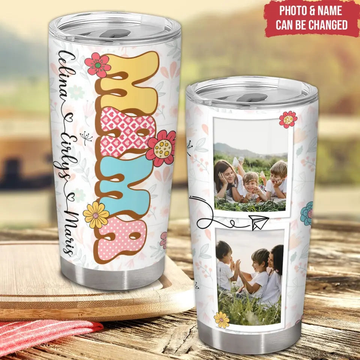 Mama Tumbler With Pictures Personalized Tumbler Gift For Mom Custom Mom Tumbler With Kids Names