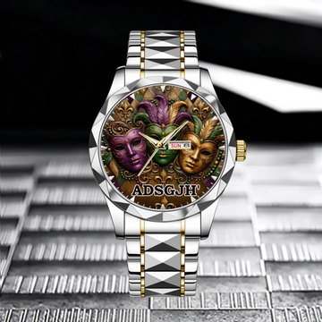 Mardi Gras Fleur de Lis Customized Watch - Personalized Name – Gift For Friends