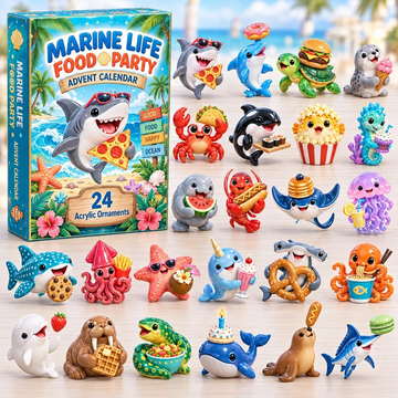 Marine Life Food Party Advent Calendar 2026 - 24-Day Countdown, Acrylic Charms Every Day Bring New Suprises
