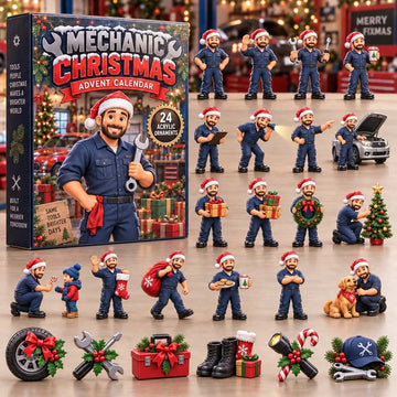 Mechanic Christmas Advent Calendar 2026 - 24-Day Countdown, Acrylic Charms