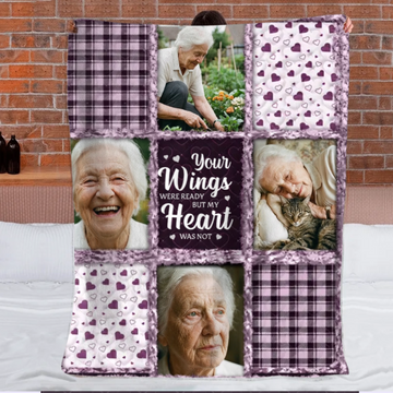 Memorial Photo Blanket – Personalized Collage – Sympathy Gift for Loss of Loved One