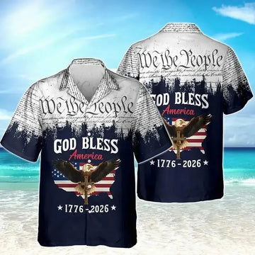 Men's Hawaiian Shirt America's Freedom 250th Anniversary,1776-2026 Patriotic Short Sleeve Button Down Vintage Shirt,United States 250 Years