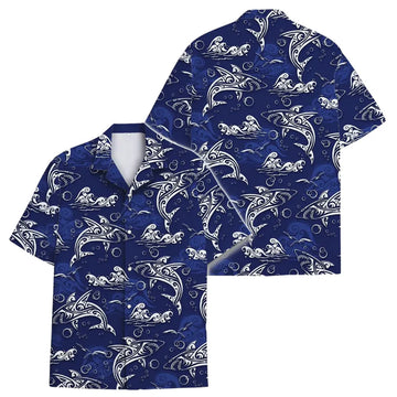 Men's Shark Blue Hawaiian Shirt, Shark Hawaiian Shirts HE0279