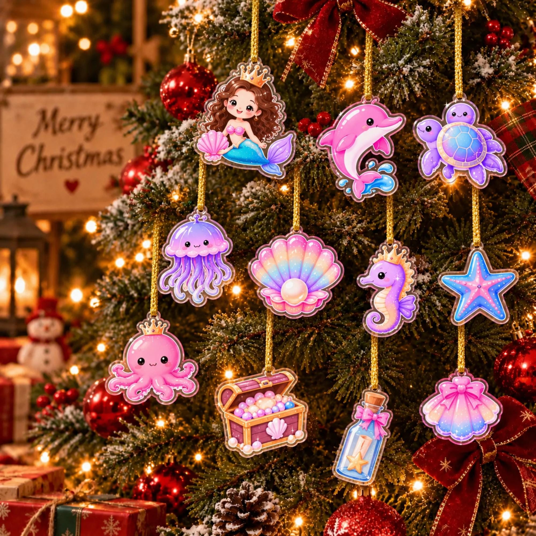 Mermaid Princess Advent Calendar 24 Acrylic Ocean Charms Kids Christmas Countdown Calendar 2026 Christmas Countdown Gift For Kids
