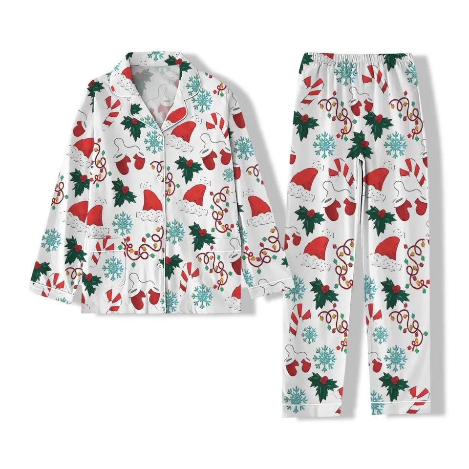 Merry Christmas Pattern Pajama Set, Woman Xmas Pajama Pants, Cute Winter Holiday Pajama, Kids Christmas Pajamas, Pajamas For Family