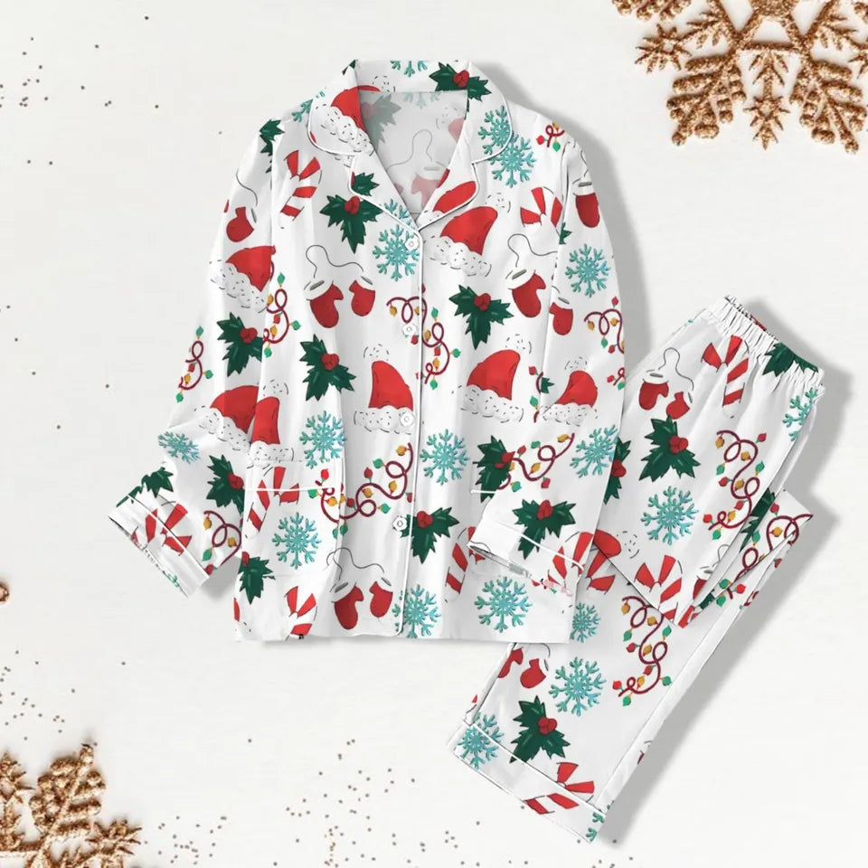 Merry Christmas Pattern Pajama Set, Woman Xmas Pajama Pants, Cute Winter Holiday Pajama, Kids Christmas Pajamas, Pajamas For Family