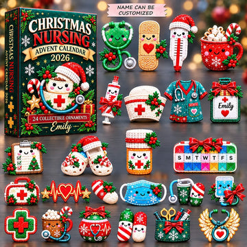 Merry Nursing Friends Advent Calendar 2026 - 24-Day Countdown, Acrylic Charms