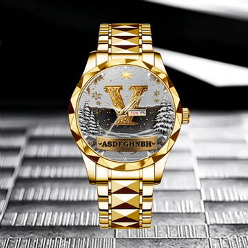 Merry Christmas Customized Watch - Personalized Initial And Name - Christmas Celebration Gifts