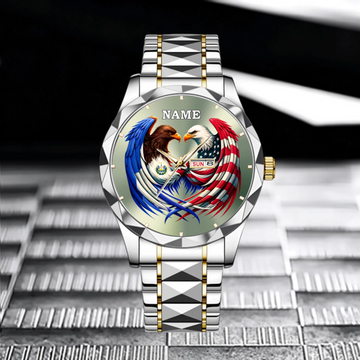 Mexico USA Eagles Flags Customized Watch – Personalized Name - Gift For Hims, Hers