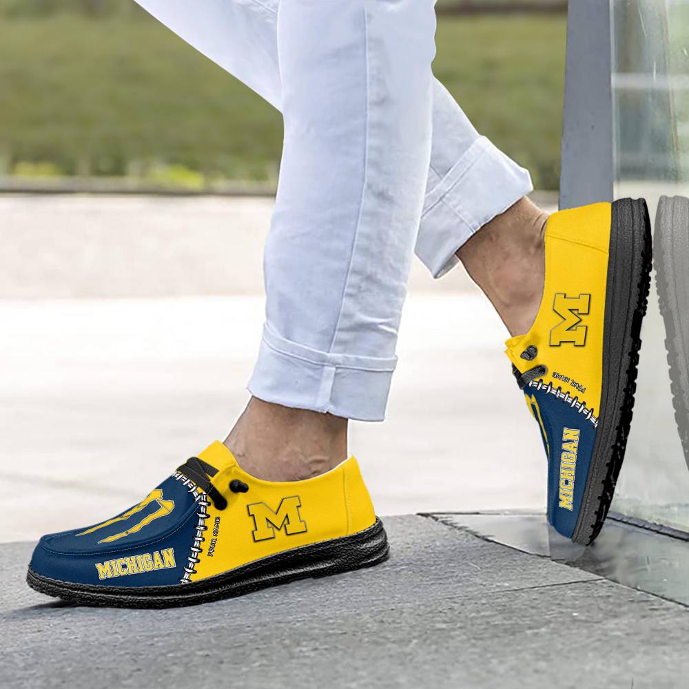 Michigan Wolverines Hey Dude Shoes, NCAA Shoes, Monster Energy Shoes - Ingenious Gifts Your Whole Family