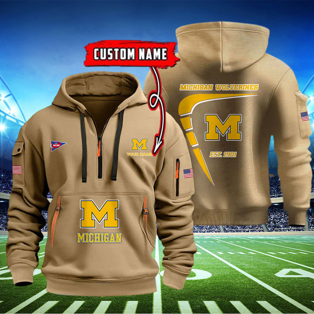 Michigan Wolverines Quarter Zip Hoodie Style