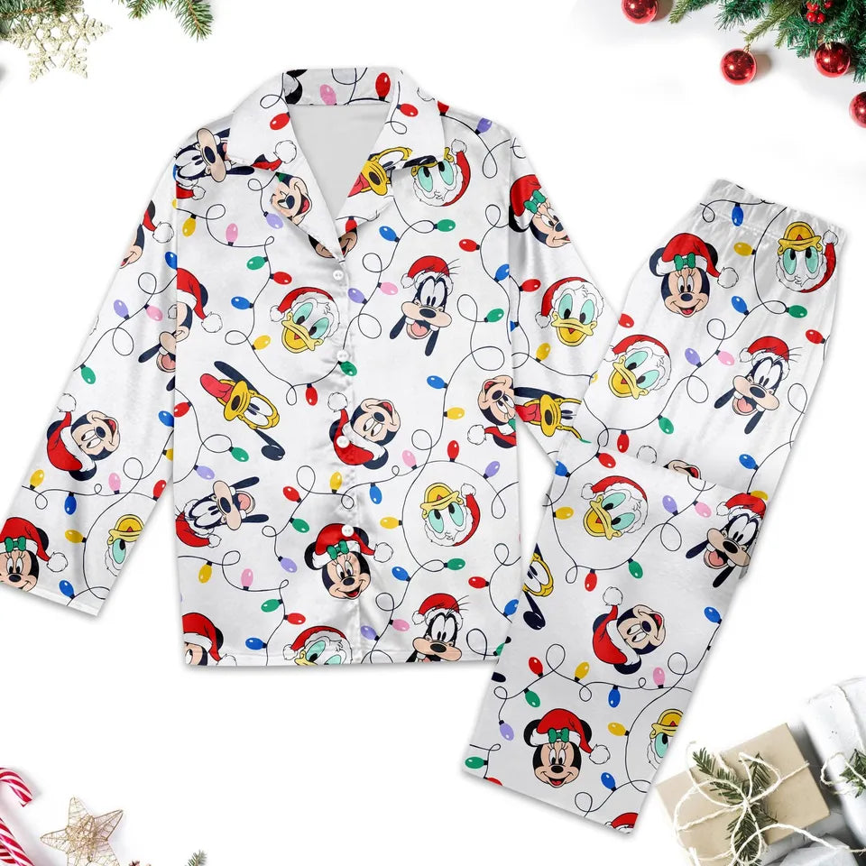 Mickey And Friends Christmas Pajamas, Mickey Mouse Christmas Pajama Set, Minnie Donald Goofy Pluto Pyjamas, Xmas Party Shirt