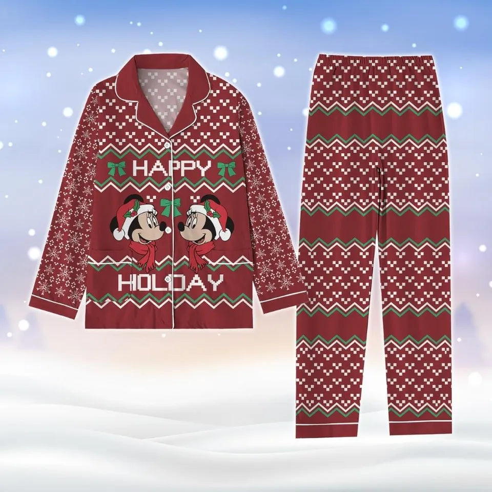 Mickey And Minnie Christmas Pajamas Set, Mickey Santa Holiday Pajamas, Disney Couple Pajamas, Magic Kingdom Shirt, Gift For Couples