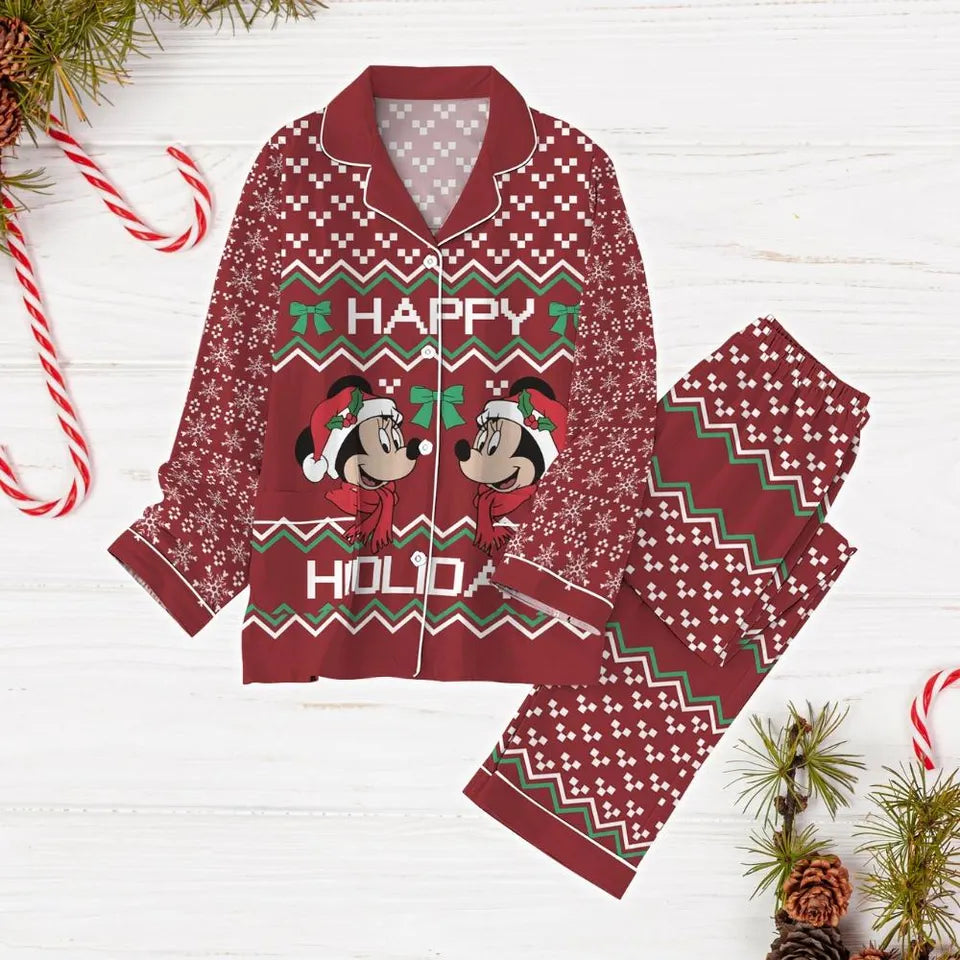 Mickey And Minnie Christmas Pajamas Set, Mickey Santa Holiday Pajamas, Disney Couple Pajamas, Magic Kingdom Shirt, Gift For Couples