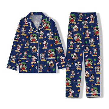 Mickey Minnie Christmas Pajamas, Mickey And Friends Pajama, Christmas Family Pjs, Long Sleeve Pajamas, Mickey Very Merry Christmas Pjs