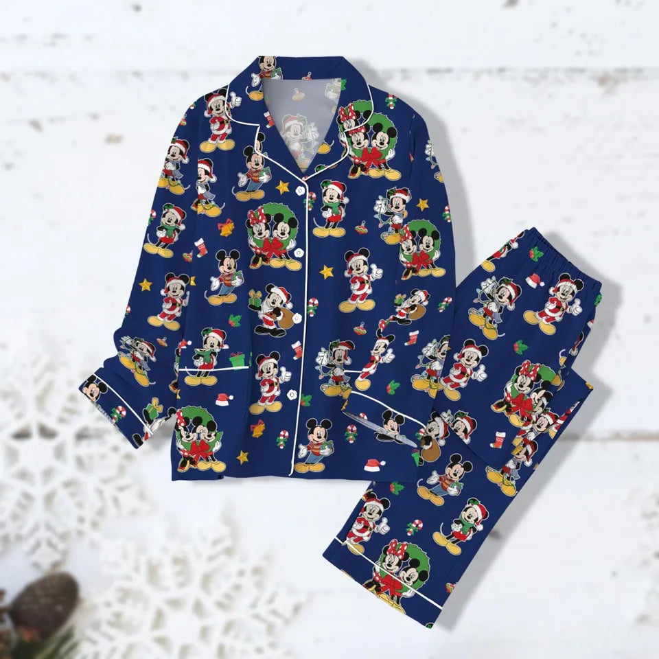 Mickey Minnie Christmas Pajamas, Mickey And Friends Pajama, Christmas Family Pjs, Long Sleeve Pajamas, Mickey Very Merry Christmas Pjs