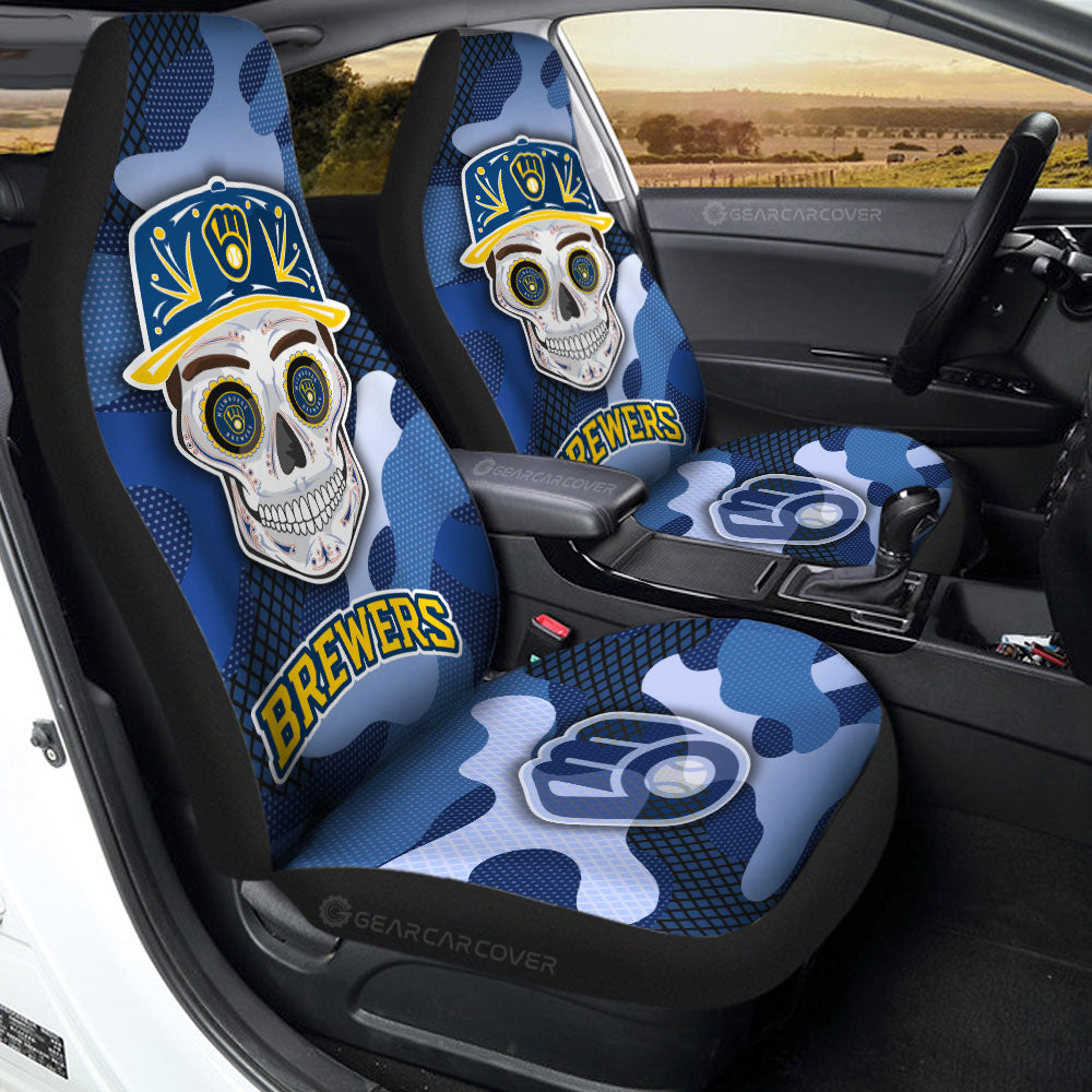 Milwaukee Brewers Car Seat Covers Skull Theme Collection