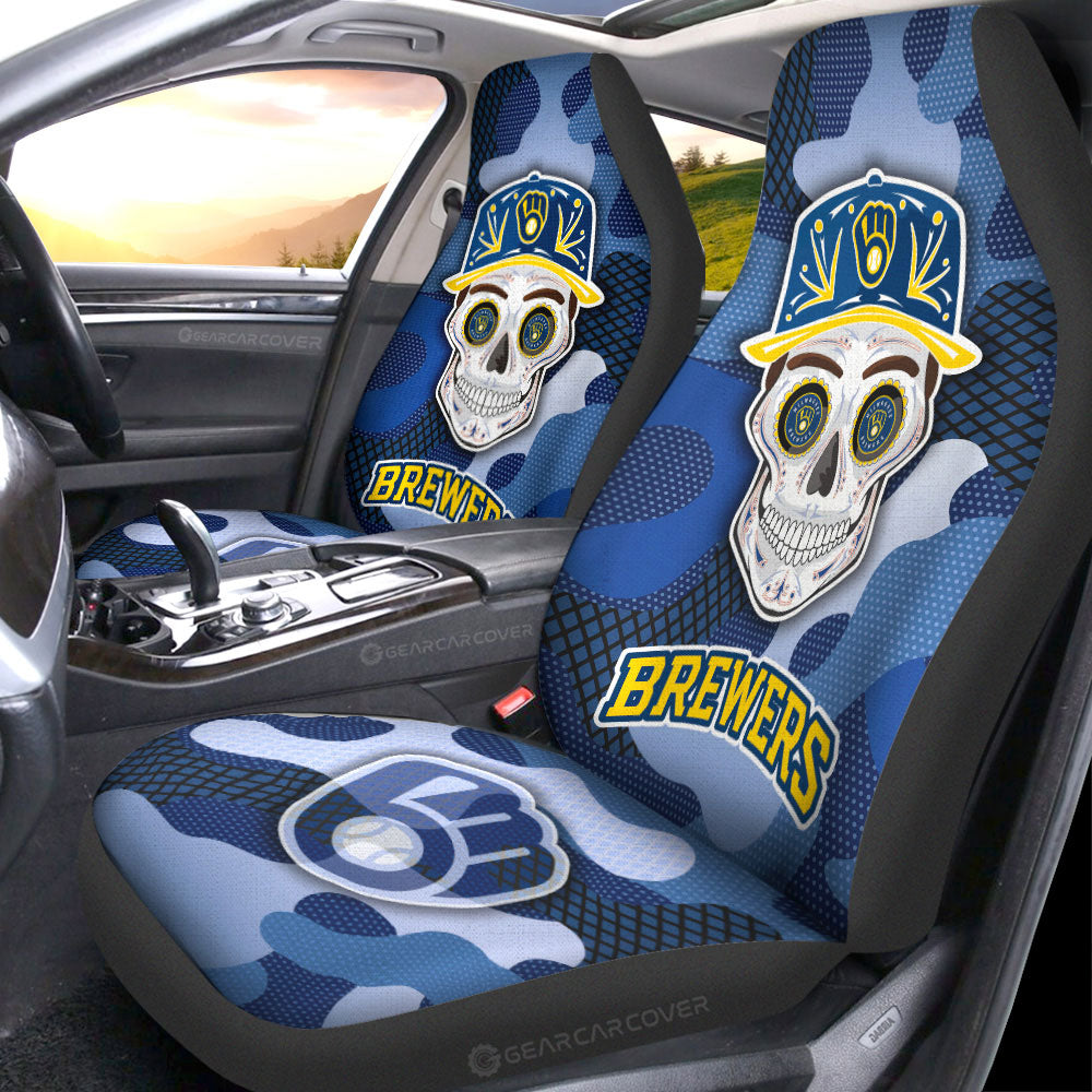 Milwaukee Brewers Car Seat Covers Skull Theme Collection