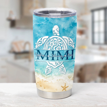 Mimi Sea Turtle Personalized Tumbler Coastal Grandma Tumbler Gift For Mimi From Grandchildren