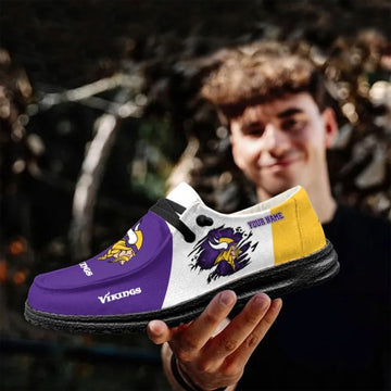 Minnesota Vikings Hey Dude Shoes Custom Your Name, White Hey Dudes, Sport Shoes For Fan - Ingenious Gifts Your Whole Family