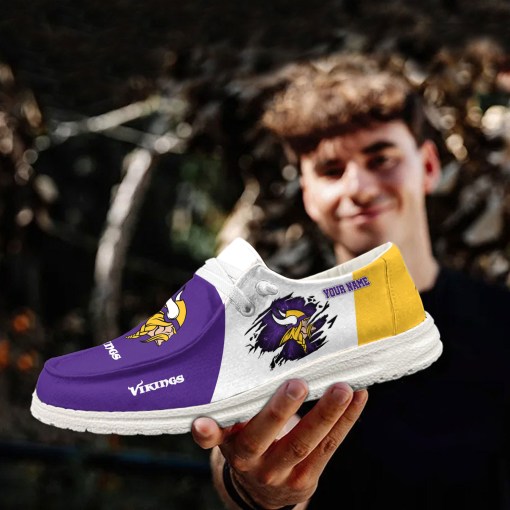 Minnesota Vikings Hey Dude Shoes Custom Your Name, White Hey Dudes, Sport Shoes For Fan - Ingenious Gifts Your Whole Family