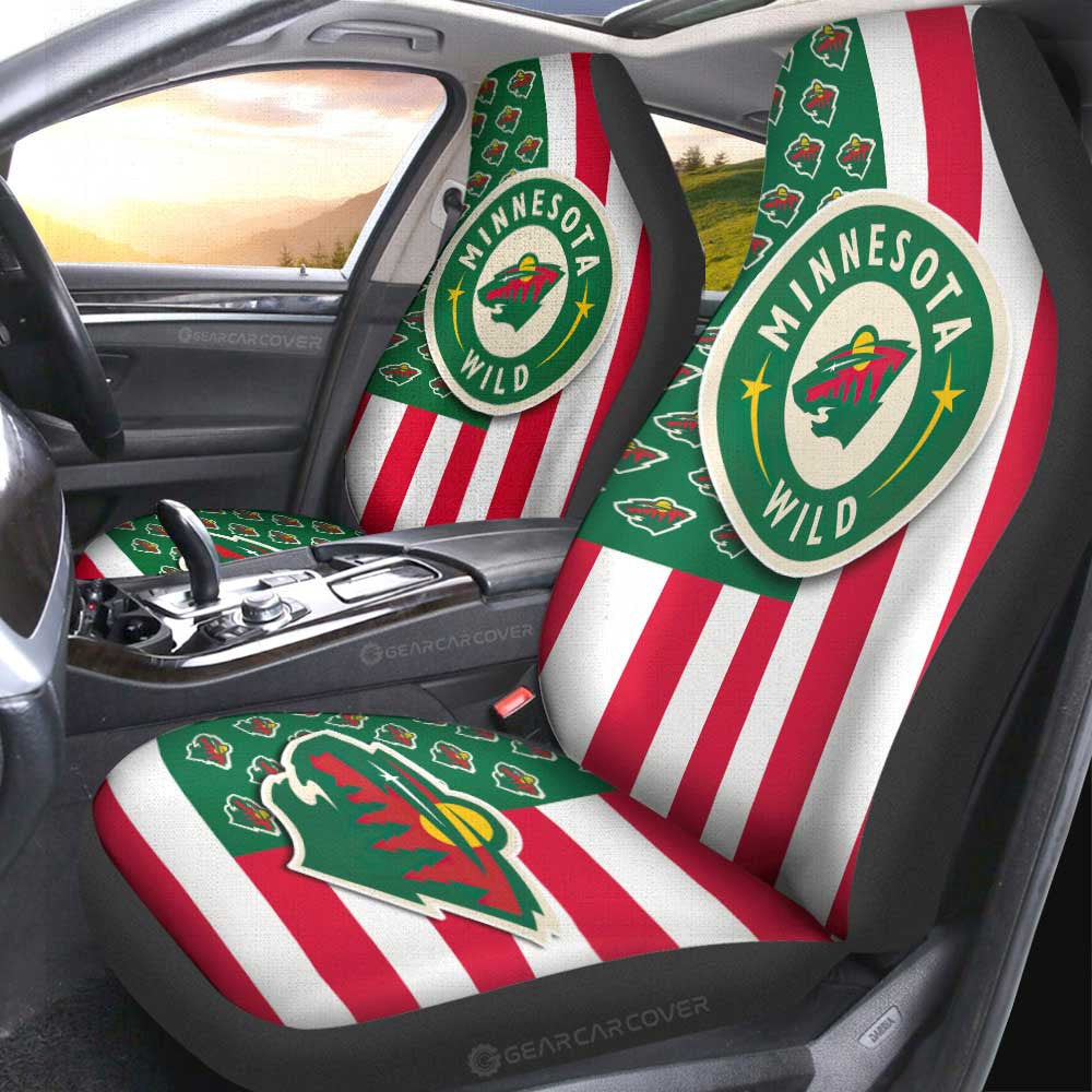 Minnesota Wild Car Seat Covers Custom US Flag Style