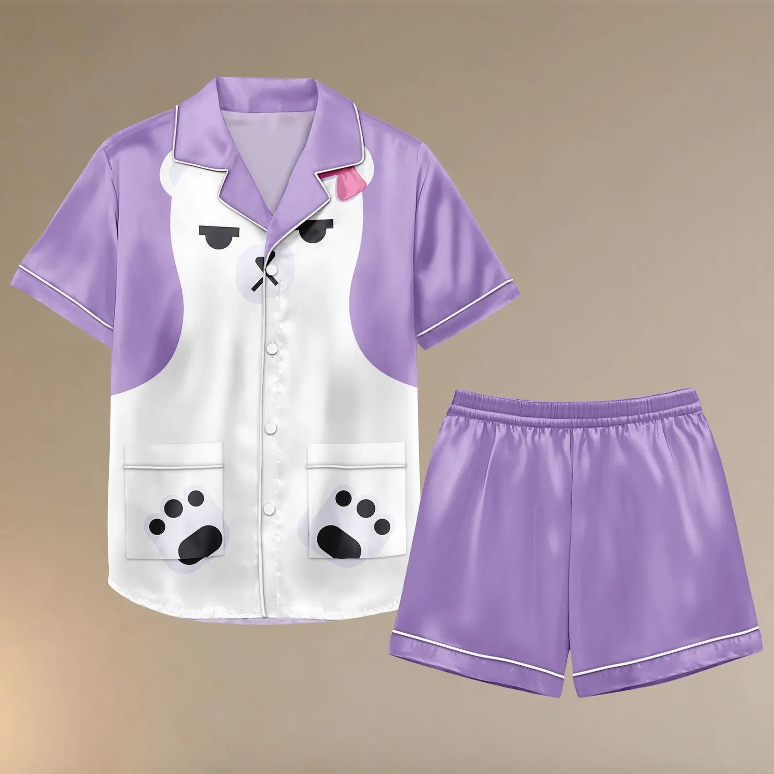 Mira Cosplay Satin Pajama Set, Kpop Demon Hunters Costume Pjs, Demon Hunter Mira Halloween Cosplay Sleepwear, Halloween Cosplay Gift