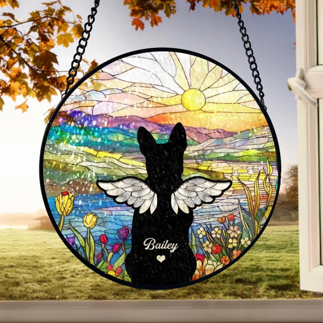 Dog Loss Sympathy Personalized Window Stained Glass Memorial Gift Pet Loss Gift