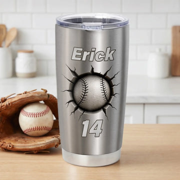 Baseball Built To Break Boundaries Personalized Tumbler Custom Name Number Baseball Gift Softball Gift