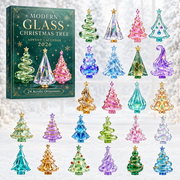 Modern Glass Christmas Tree Advent Calendar 2026 - 24-Day Countdown, Acrylic Charms Every Day Bring New Suprises