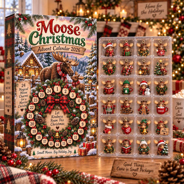 Moose Christmas Advent Calendar 2026 24 Day Woodland Countdown Rustic Holiday Decor Winter Animal Charms Family Gift