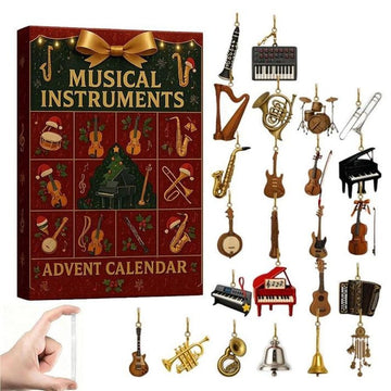 Musical Instruments Advent Calendar Festive Tree Hanging Acrylic Holiday Decoration Unique Musical Holiday Christmas Countdown Calendar
