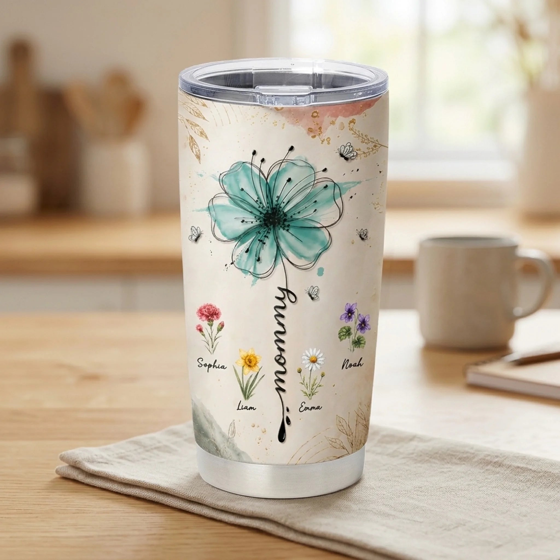 My Greatest Blessings Bloom Here Personalized Tumbler Mama Floral With Boho Flowers Kids Names