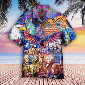 My Patriotic Heart We The People American Independence Day Aloha Hawaiian Shirts For Men Women, US Flag Eagle Hawaiian Shirt, 4th July Gift For Summer