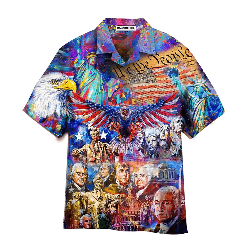 My Patriotic Heart We The People American Independence Day Aloha Hawaiian Shirts For Men Women, US Flag Eagle Hawaiian Shirt, 4th July Gift For Summer
