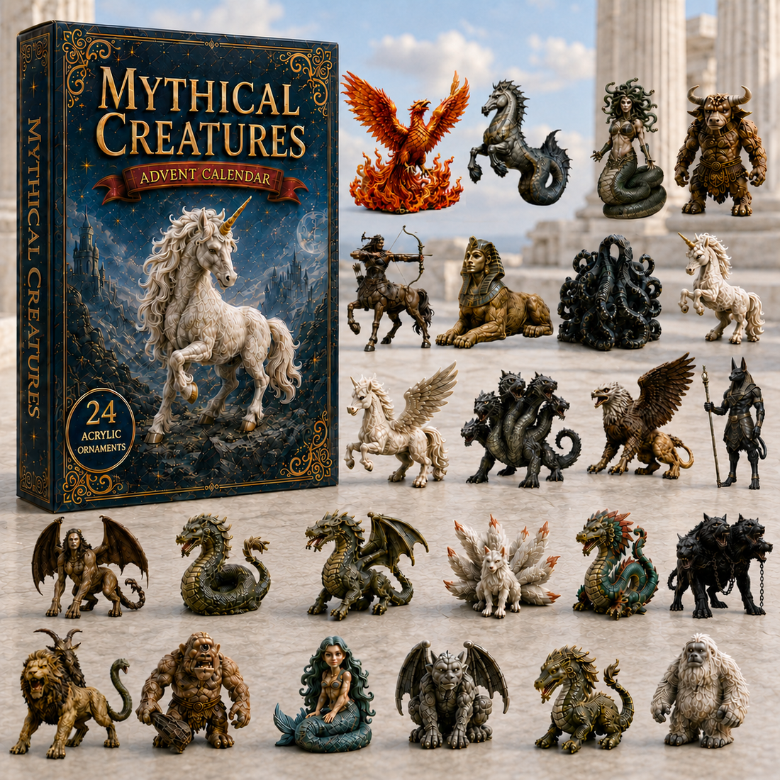 Mythical Creatures Advent Calendar 2026 24 Day Festive Countdown Acrylic Charms Blind Box Gift For Fantasy Lovers