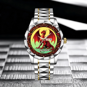 Mythical Red Dragon Watch_ Customizable with Your Moniker