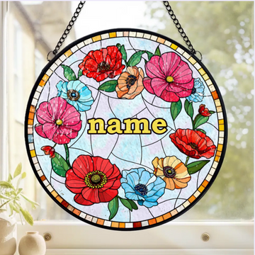 Nanas Garden Blooms With Love Personalized Window Stained Glass Custom Grandma Gift Floral Window Decor Gift From Grandkids