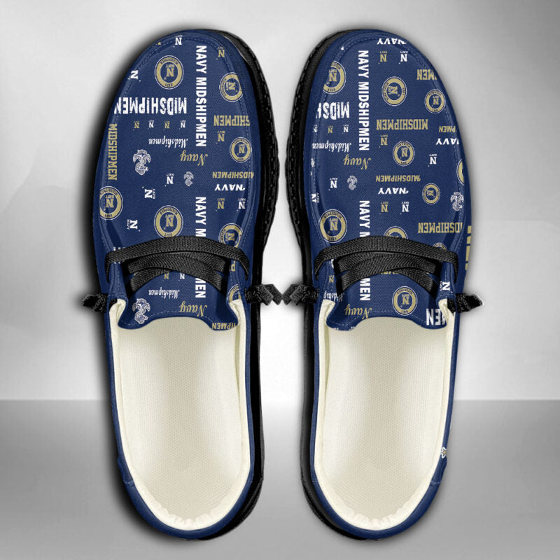 Navy Midshipmen Hey Dude Shoes, NCAA Shoes -NCAA Pattern For All Teams Custom Name Shoes - Ingenious Gifts Your Whole Family