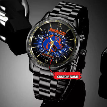 NCAA Boise State Broncos Football Team Logo Design Black Watch