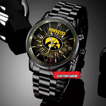 NCAA Iowa Hawkeyes Football Team Logo Design Black Watch
