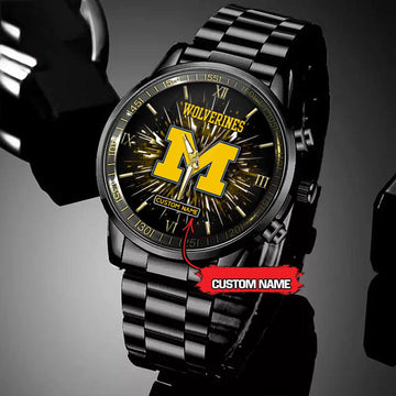 NCAA Michigan Wolverines Football Team Logo Design Black Watch