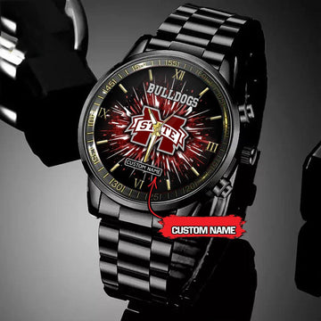 NCAA Mississippi State Bulldogs Football Team Logo Design Black Watch