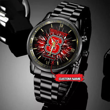 NCAA NC State Wolfpack Football Team Logo Design Black Watch