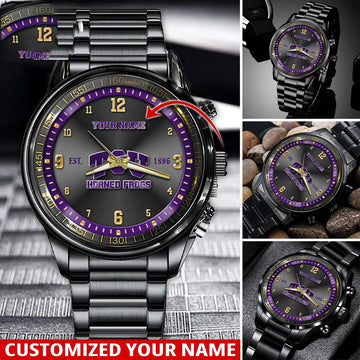 NCAA TCU Horned Frogs Sport Watch For This Season Custom Watch For Football Lovers