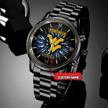 NCAA West Virginia Mountaineers Football Team Logo Design Black Watch