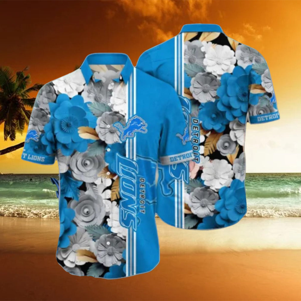 NFL Detroit Lions Flower Hawaii Shirt Summer Football Shirts Style Gift For Men Women