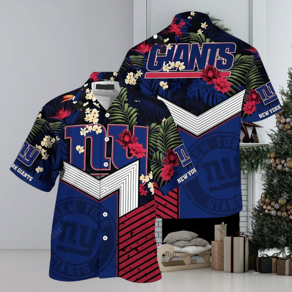 NY Giants Hawaiian Shirt NFL Football Beach Shirt For Summer