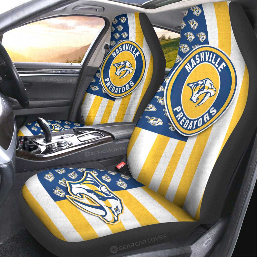 Nashville Predators Car Seat Covers Custom US Flag Style